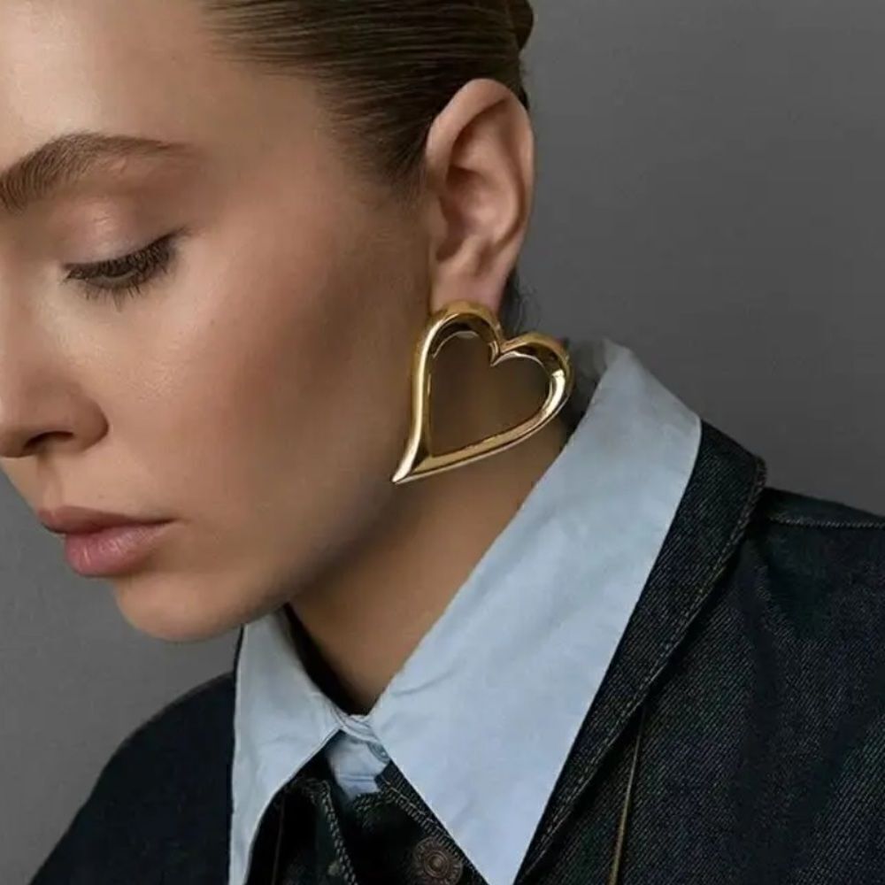 gold heart earrings N548